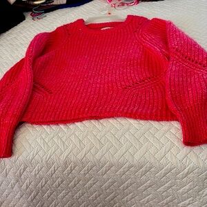 LOFT Pink MarledCoral BlendL/S Ribbed Stitch Sweater Sz M Retails $79